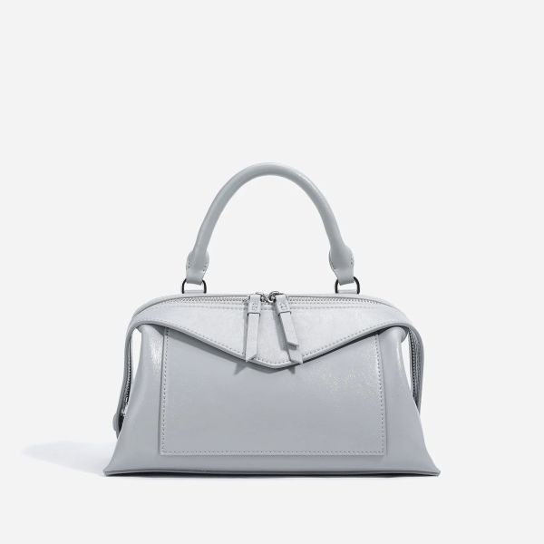 Genuine leather Boston bag 2025 new niche design cowhide leather one-shoulder crossbody bag fashionable ladies handbagGREY_1005008785533197 25 10 14CM CHINA