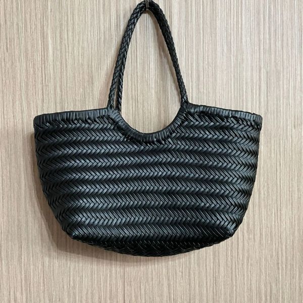 High Quality Genuine Leather Woven Vegetable BasketBLACK_1005008644778632 40X12X20CM