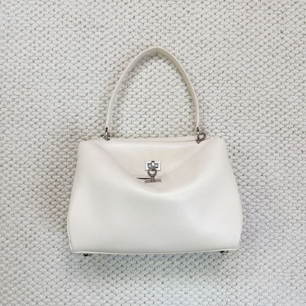 Genuine Leather the Tote Bag Large Capacity Lock Casual Commuter Shoulder Crossbody high quality vintage genuine Big Women's BagSMALL SIZE WHITE SIL_1005008880206992