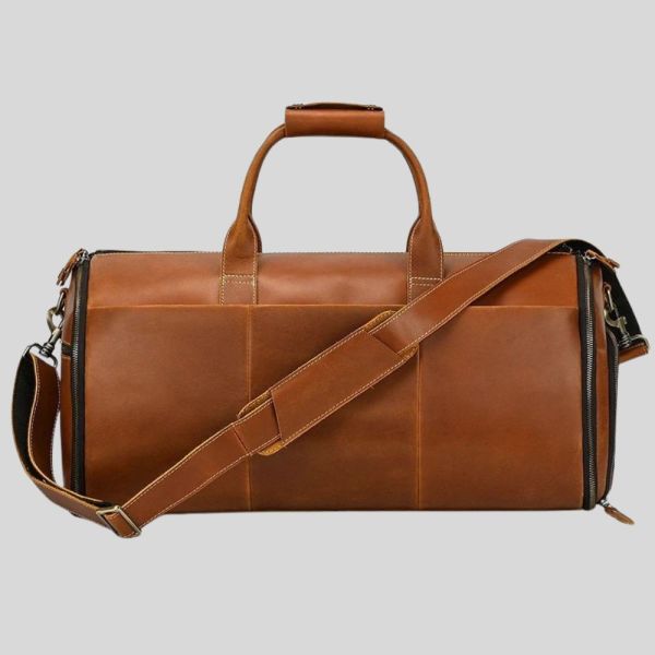 Men’s Genuine Leather Business Garment Duffle Travel Bag
