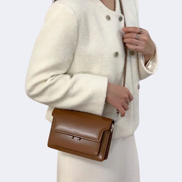 French Elegant Shoulder Bag Women Sweet Genuine Leather Crossbody Bags Spring Office Lady Underarm Bag Сумка Bolso Mujer