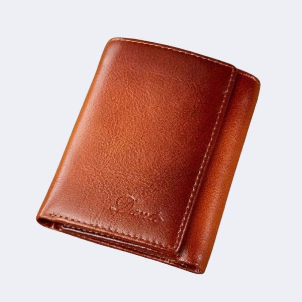 Three-Fold Genuine Leather Men’s Wallet – RFID Anti-Theft