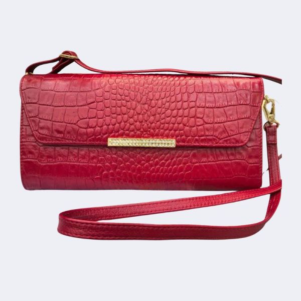 Alligator Pattern Genuine Leather Clutch & Shoulder Bag