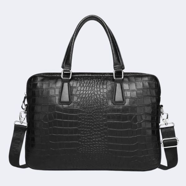 Luxury Genuine Leather Crocodile Laptop Briefcase for Men