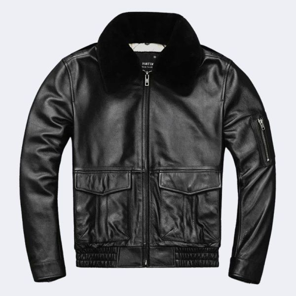 Tcyeek Men’s Genuine Leather Jacket – Cowhide Flight Coat Winter Fashion