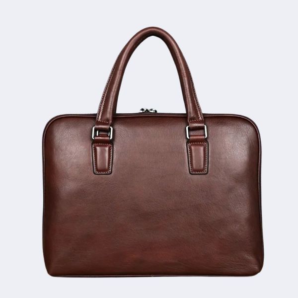 Vintage Men’s Genuine Leather Briefcase – Top Layer Cowhide Business Laptop Bag, Shoulder & Messenger Handbag 14-Inch