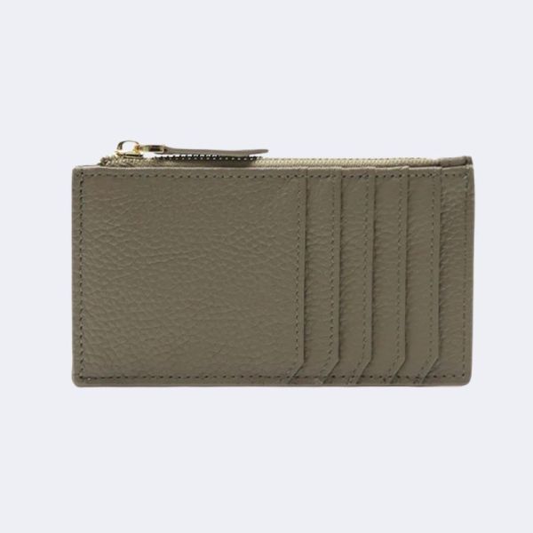 Custom Initial Pebble Leather Card Holder – Slim Wallet