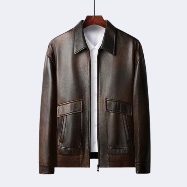 Tcyeek Genuine Goatskin Leather Jacket for Men – Business Casual Spring Autumn Coat