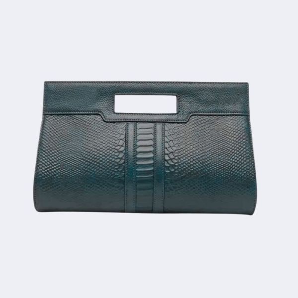 TOPHIGH Genuine Leather Snake Pattern Handbag – Luxury Designer Chain Envelope Tote Purse