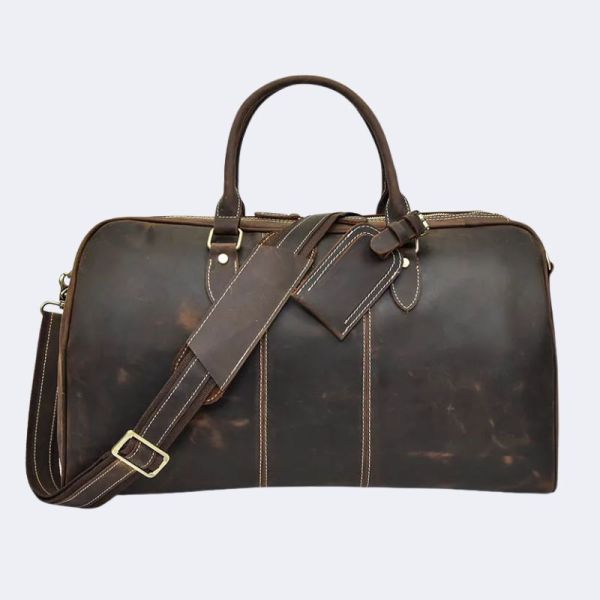 Genuine Leather Travel Duffle Bag – Handmade Weekender Hand Luggage for Men & Women, Top-Grade Leather Overnight Tote