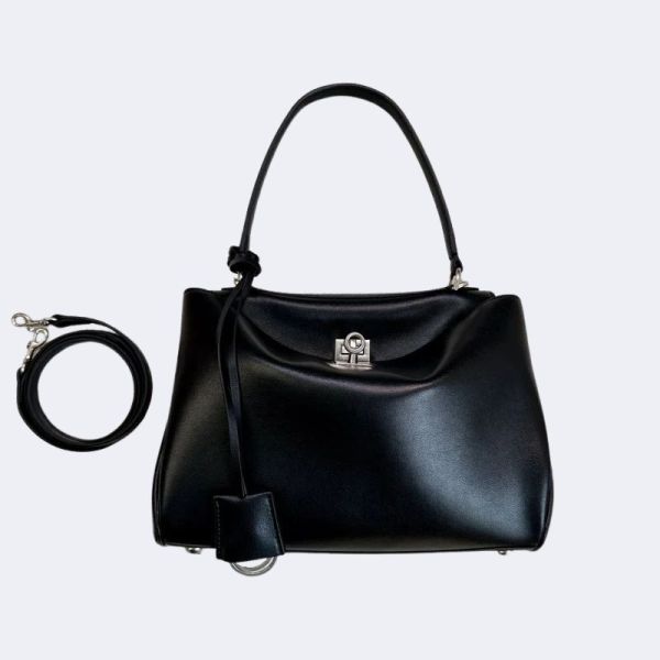 Genuine Leather Large Tote Bag with Lock – Vintage Shoulder & Crossbody