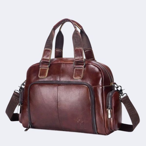 Genuine Leather Men’s Handbag – Luxury Cowhide Travel Duffle, Business Laptop Tote & Shoulder Briefcase Bag