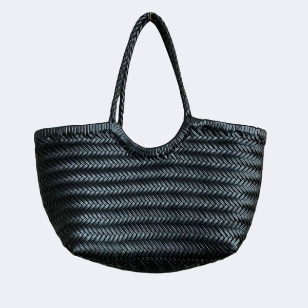 High Quality Genuine Leather Woven Vegetable Basket – Elegant Bucket Tote