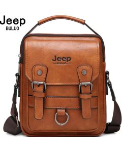 JEEP BULUO Men's Leather Shoulder Bag - Large Capacity Messenger