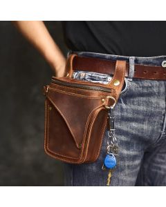 Men's Genuine Leather Waist Bag for 6.5" Phone, Retro Style