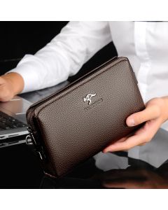 KANGAROO Men's Leather Clutch Bag - Luxury Wristlet Wallet